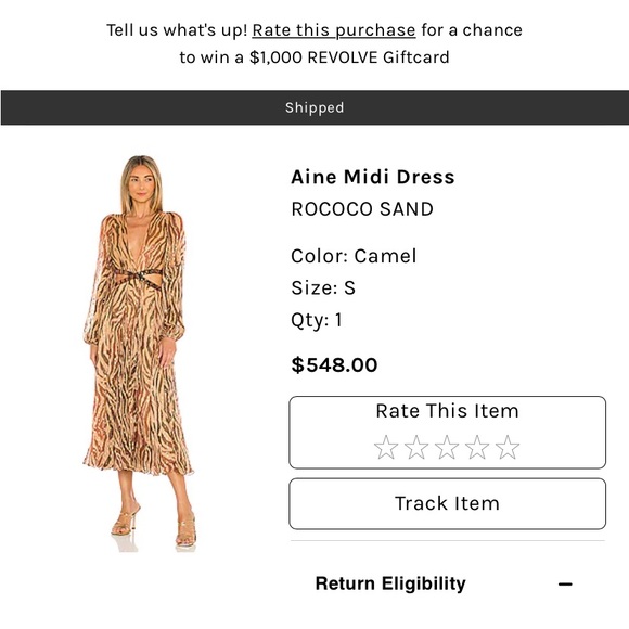 Rococo Sand Camel and Black Patterned Midi Dress - Picture 1 of 1